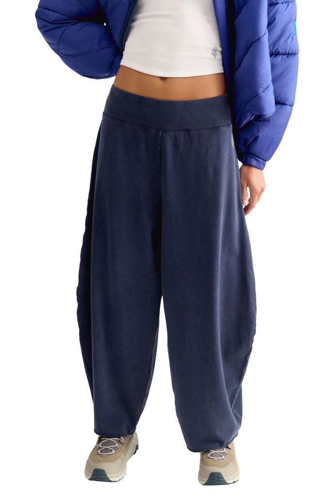 free people hot shot easy pants in washed navy blue