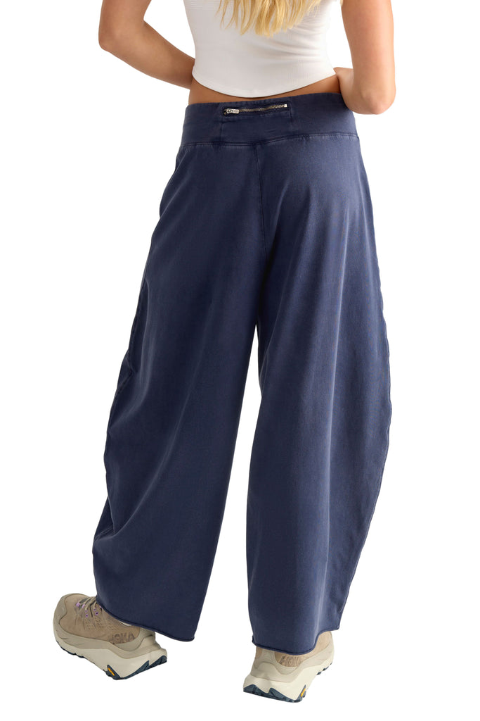 free people hot shot easy pants in washed navy blue