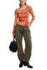 free people mesh long sleeve top in a peachy apricot color with a lovely floral design.