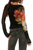 fitted mesh long sleeve tee in black with a floral design from free people 