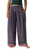 free people wide leg pajama pants in a midnight blue plaid.