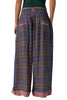 free people wide leg pajama pants in a midnight blue plaid.