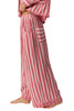 free people wide leg pajama pants in berry pink and white stripes. 