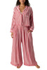 free people wide leg pajama pants in berry pink and white stripes. 