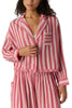 free people button down pajama shirt in berry pink and white stripes.