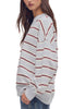 free people oversized pullover in washed sky blue, white, and burgundy stripes.