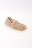 free people fuzzy slippers with a loafer shape and rhinestone detailing
