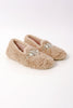 free people fuzzy slippers with a loafer shape and rhinestone detailing