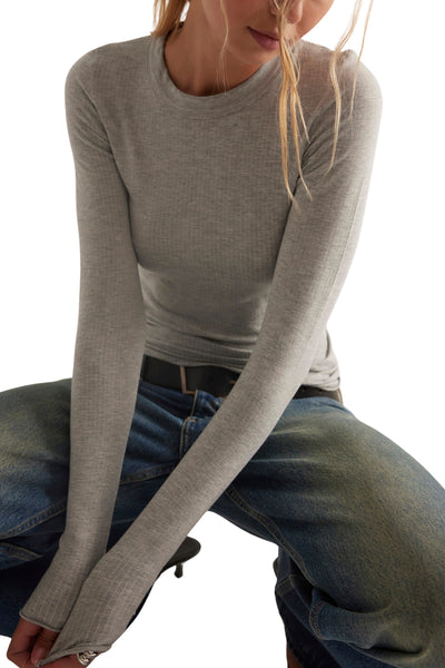 Heather Grey So Soft Seamless Modal Long Sleeve  from free people 