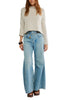 free people lightweight cotton sweater with dropped shoulders and a rolled neckline