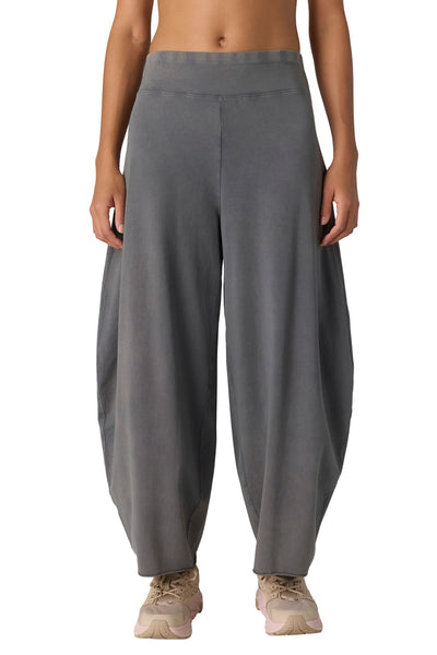 free people washed black sweatpants with a wide, ballooned leg