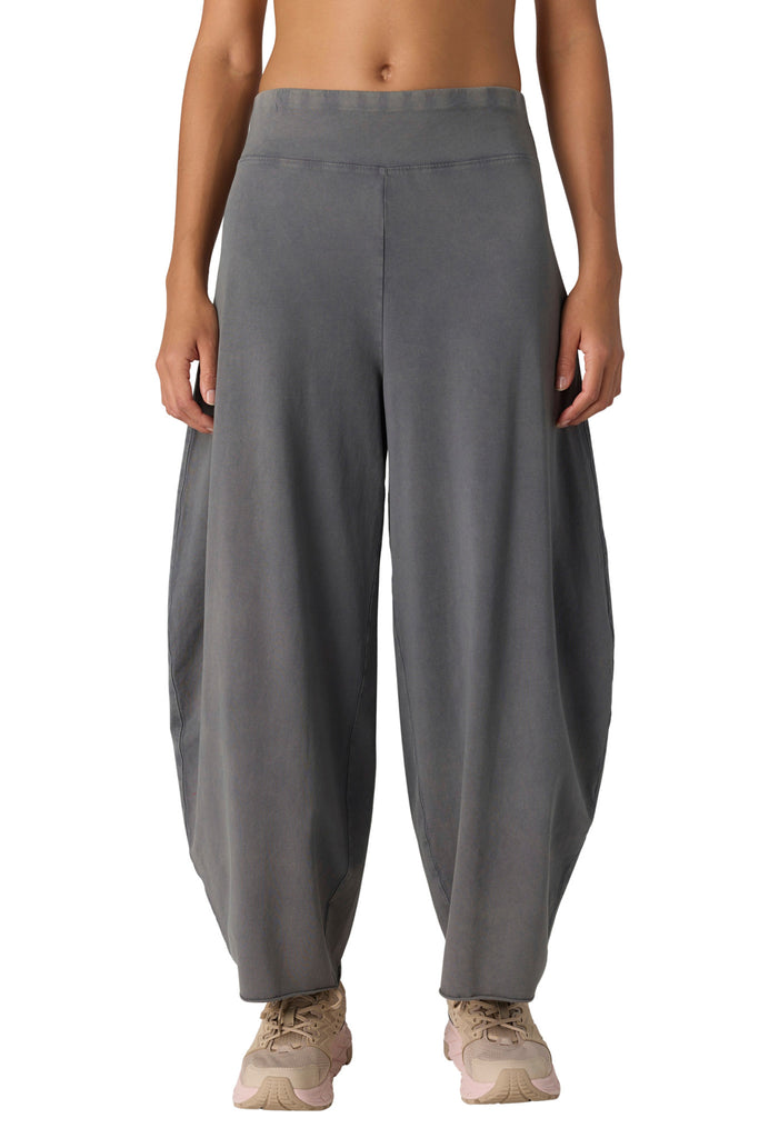 free people washed black sweatpants with a wide, ballooned leg