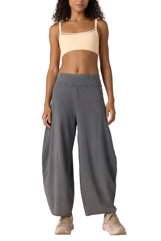 free people washed black sweatpants with a wide, ballooned leg