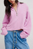 free people soft cotton pullover in pretty purple-hued light pink. 