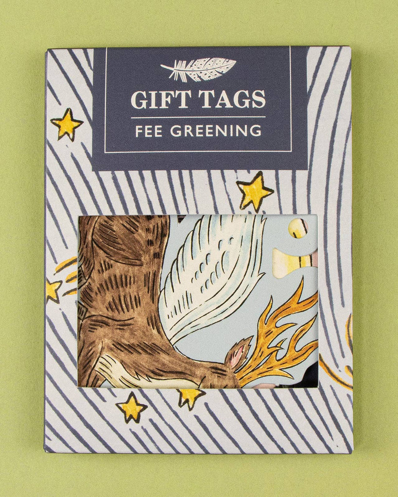 printed gift tag set, sleeping woodland by fee greening