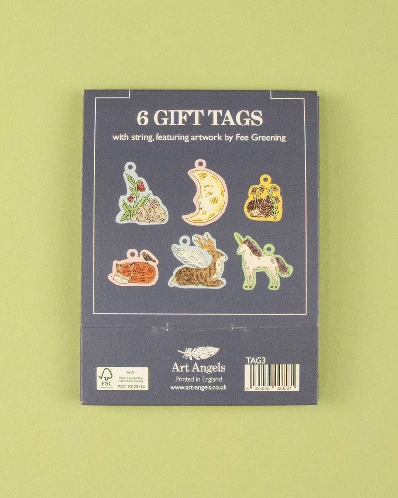 printed gift tag set, sleeping woodland by fee greening