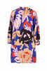 striking mini dress in a brightly colored floral pattern