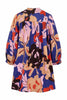striking mini dress in a brightly colored floral pattern