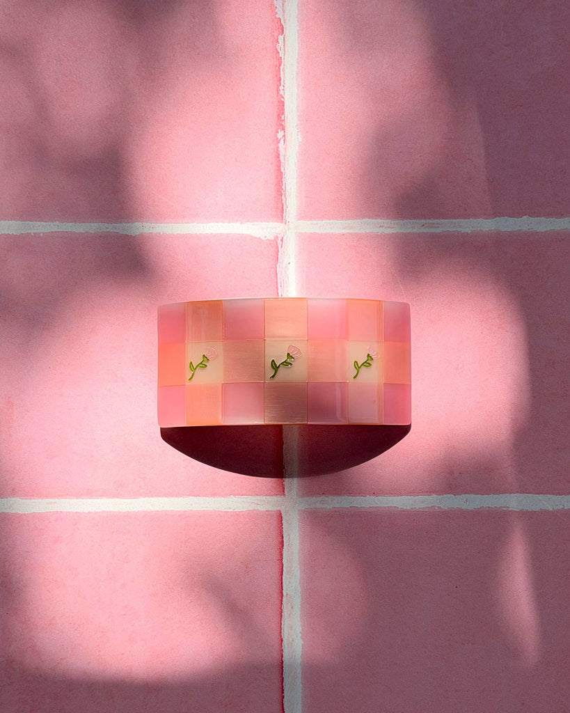 french barrette in pink gingham 