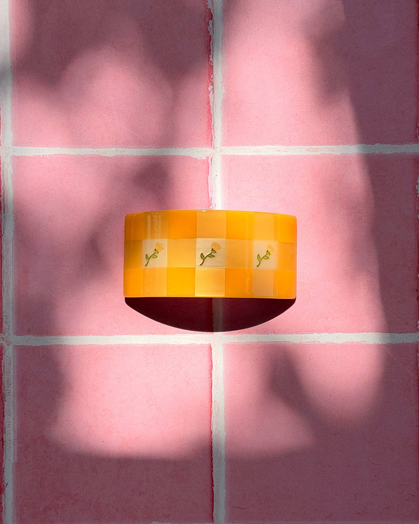 french barrette in yellow gingham 