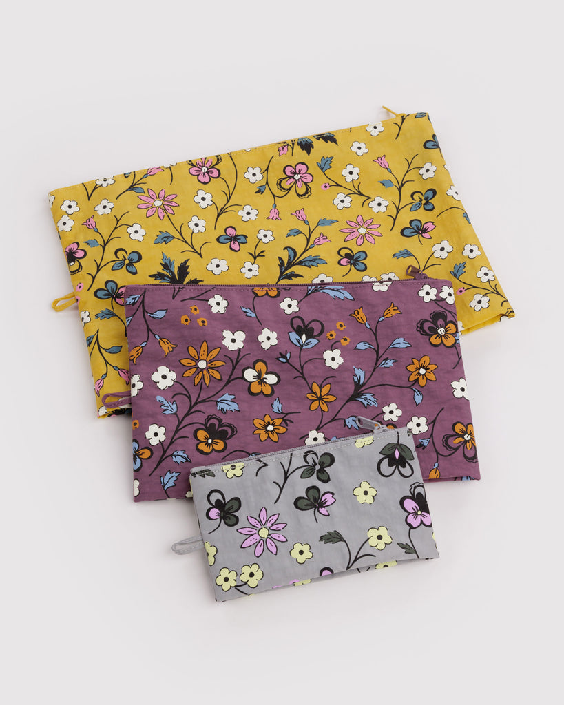 go pouch set from baggu in a variety of floral patterns