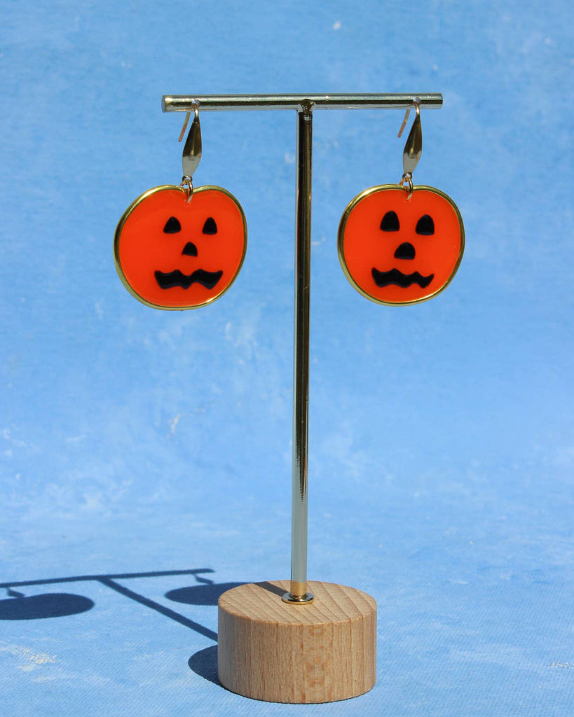 resin jack-o-lantern earrings