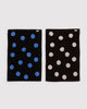 set of two hand towels in a polka dot pattern