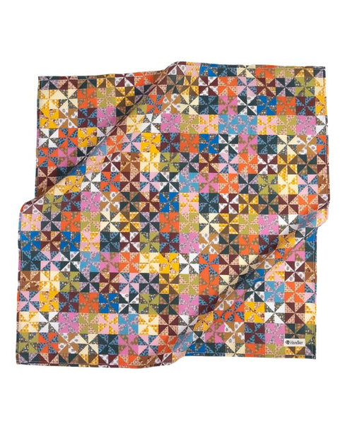 printed bandana with a colorful quilt-inspired design 