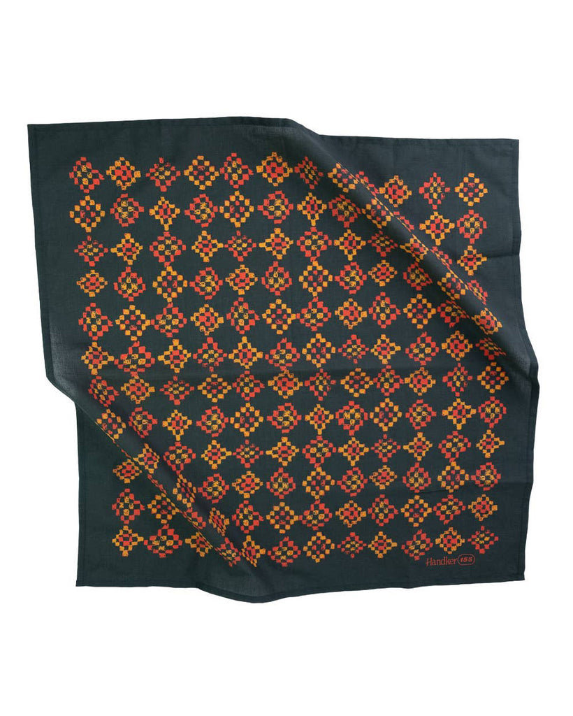 printed bandana with a colorful geometric design 