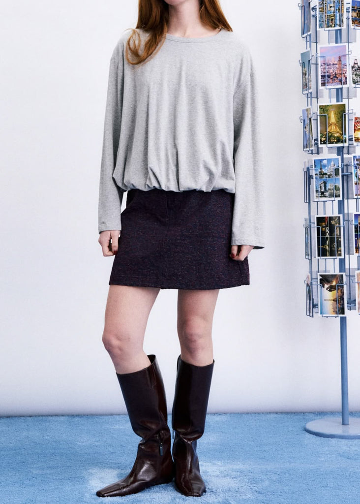 elevated long sleeve top in classic heather grey
