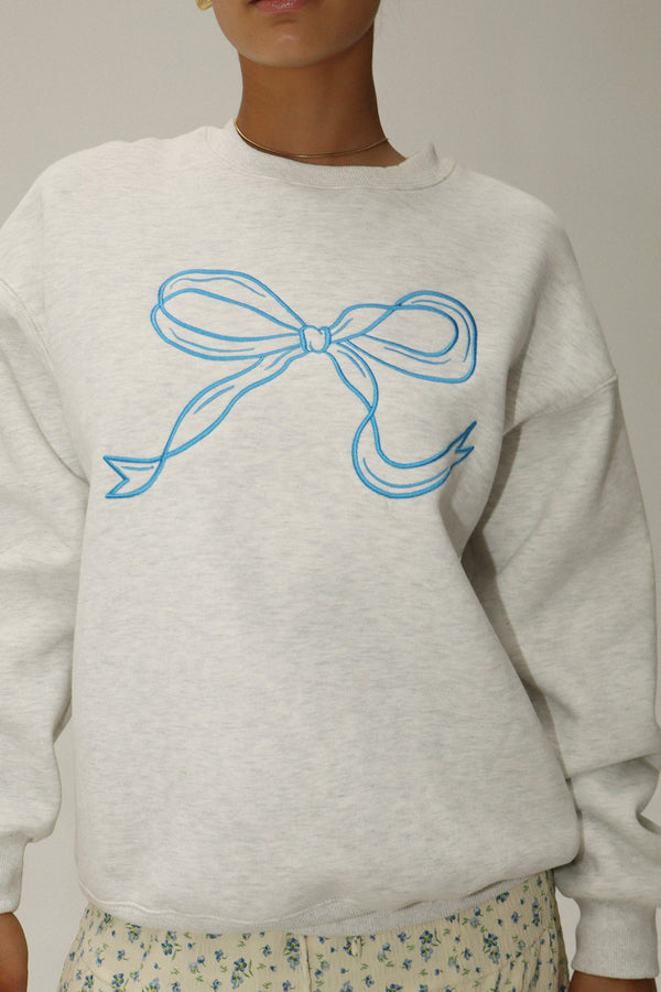 Coquette Heather Grey Bow Sweatshirt *XS-L*