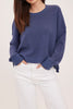 luxe feeling soft navy blue sweater with a waffled texture