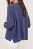 luxe feeling soft navy blue sweater with a waffled texture