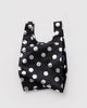 metallic baby baggu in silver polka dot