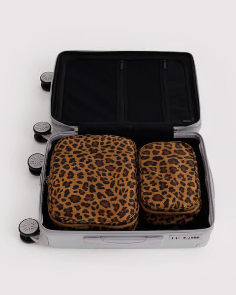 holiday packing cube set in leopard