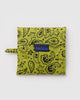 holiday standard baggu reusable bag in chartreuse paisley