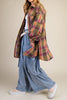 roomy button down tunic with a mixed plaid design
