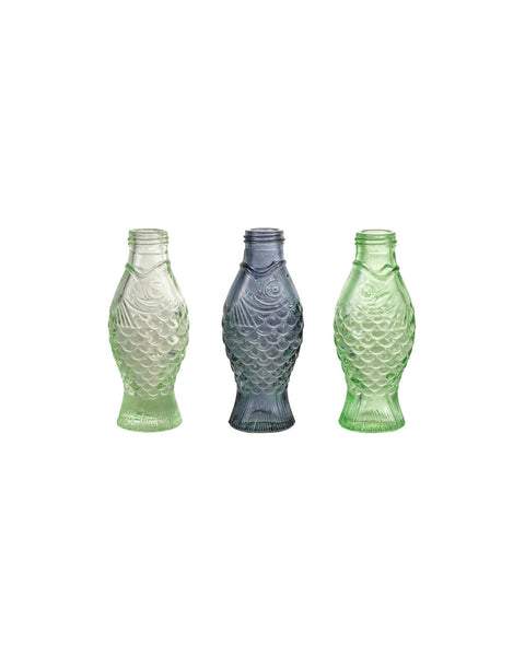 small colored glass vase in the shape of a fish