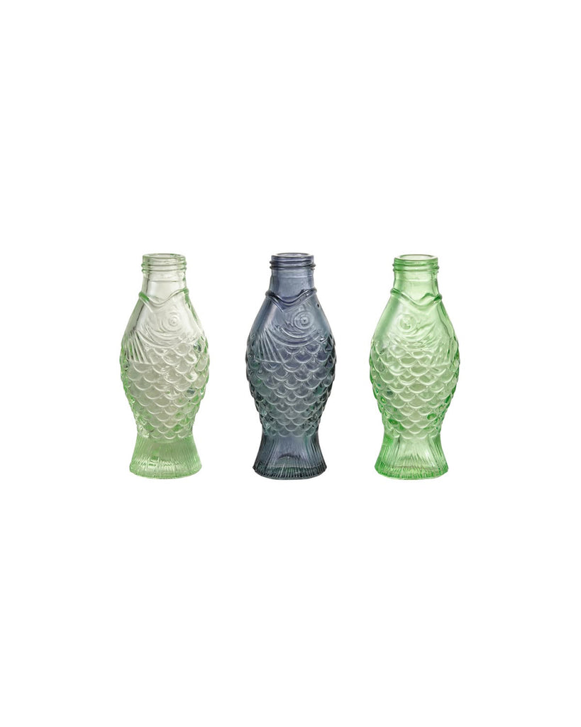 small colored glass vase in the shape of a fish