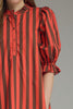 swingy mini dress in red and brown vertical stripes