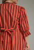swingy mini dress in red and brown vertical stripes