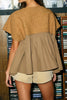 oversized mixed media peplum top with front tie detail 
