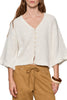 roomy button front sweater in chalk white