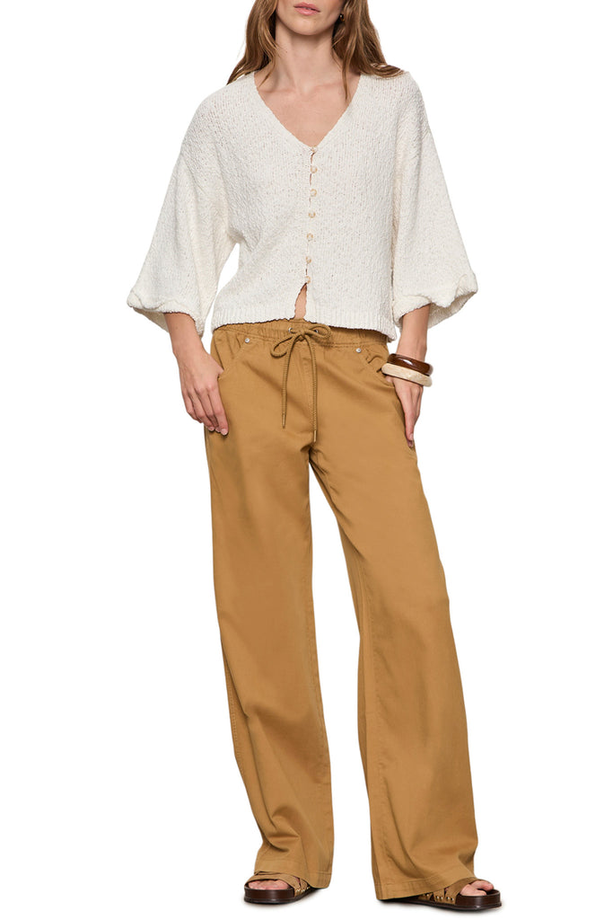 roomy button front sweater in chalk white