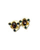 striking earrings with gold, enamel, and shiny stone details