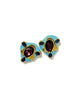 striking earrings with gold, enamel, and shiny stone details