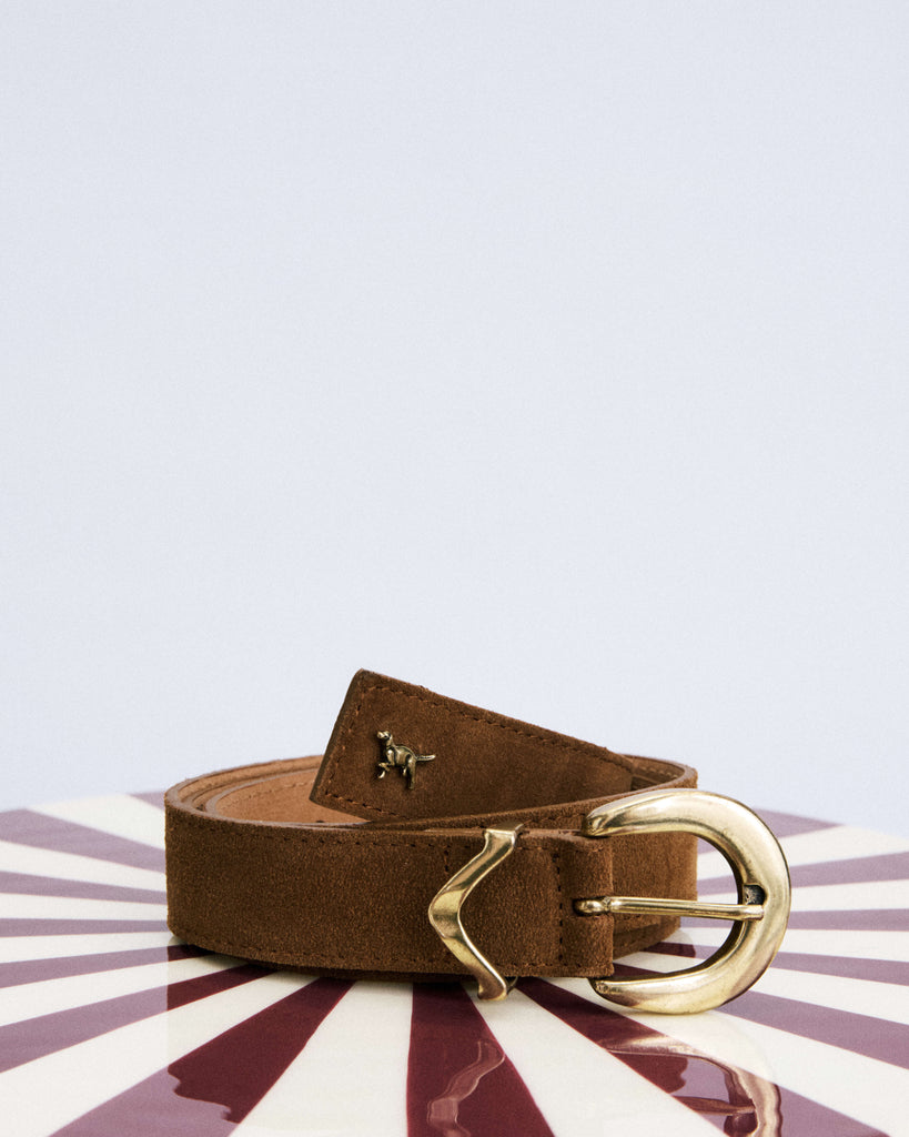 camel leather belt from frnch