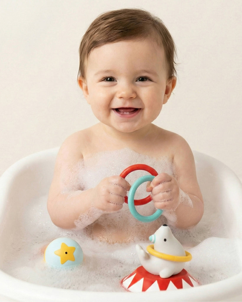 sensory bath toy set with a circus theme