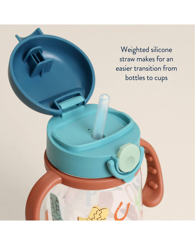 straw cup with snap close lid and a western design