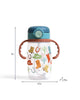 straw cup with snap close lid and a western design